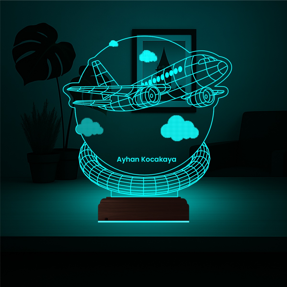 Именной подарок: 3d светильник самолет 2