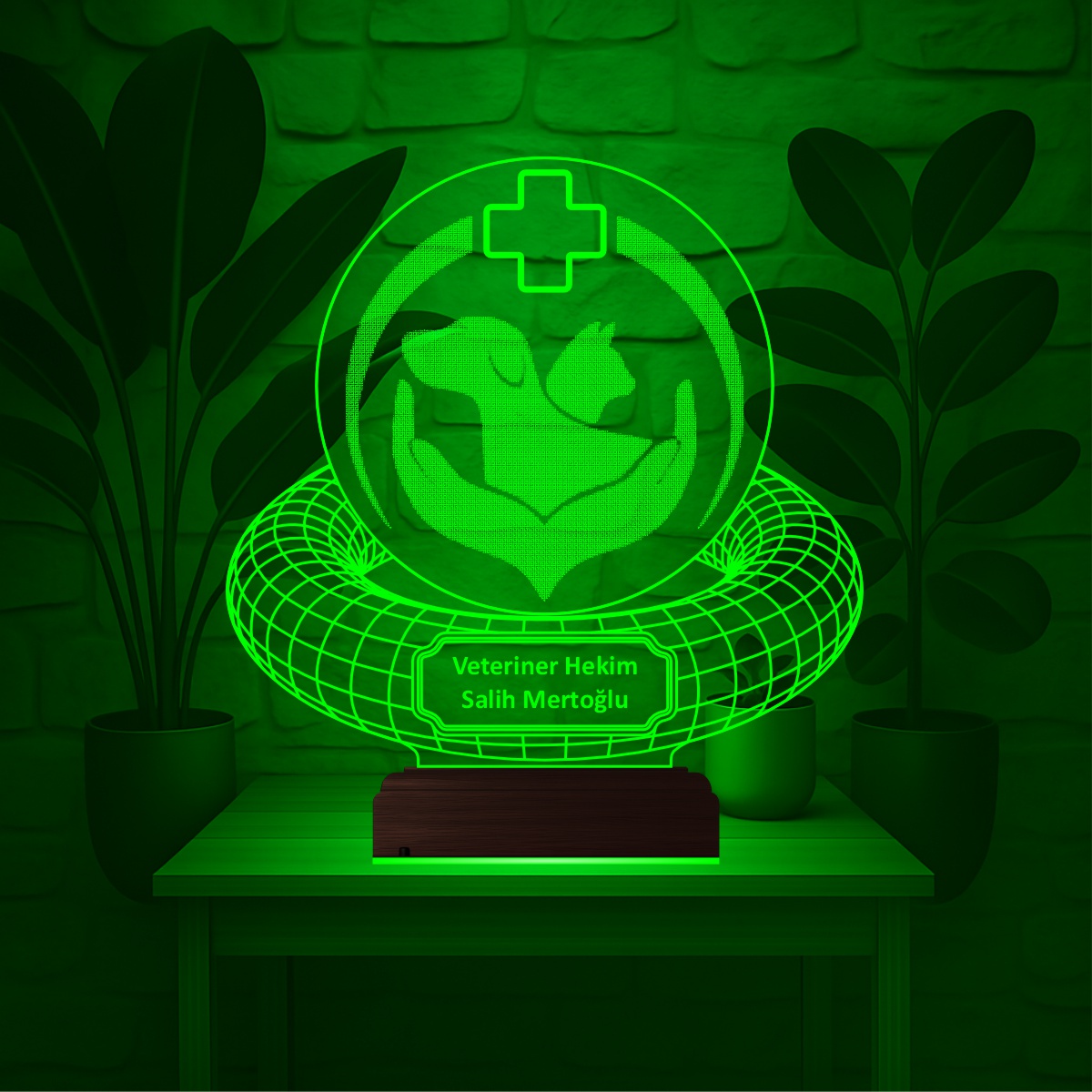 Именной подарок: кот и собака с крестом 3d светильник 4