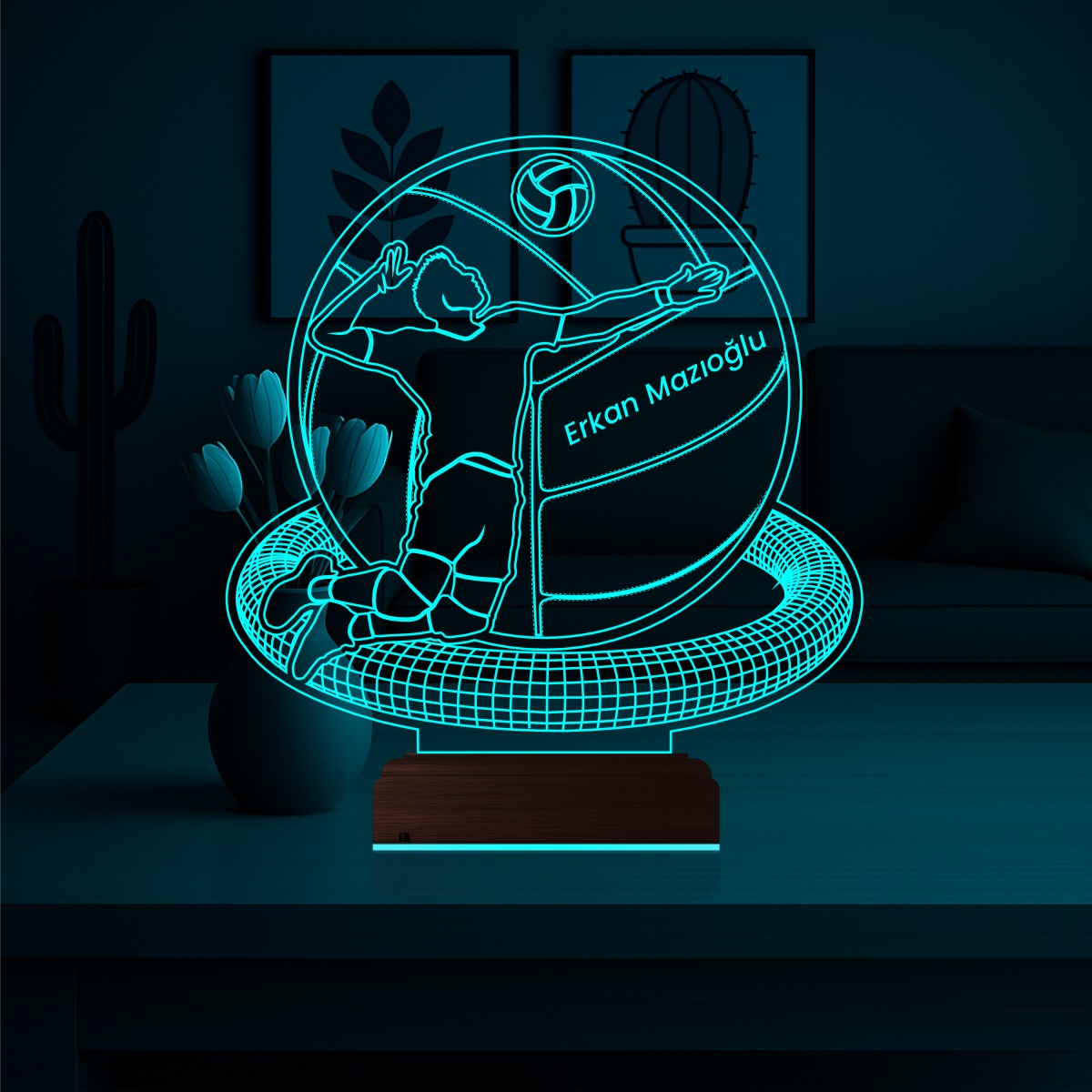 Именной подарок: 3d светильник волейболист 2