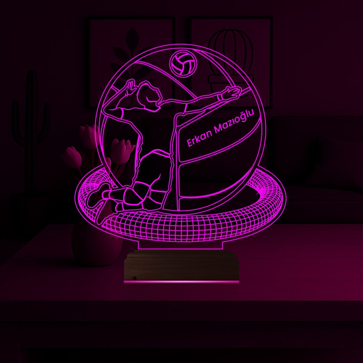 Именной подарок: 3d светильник волейболист 3