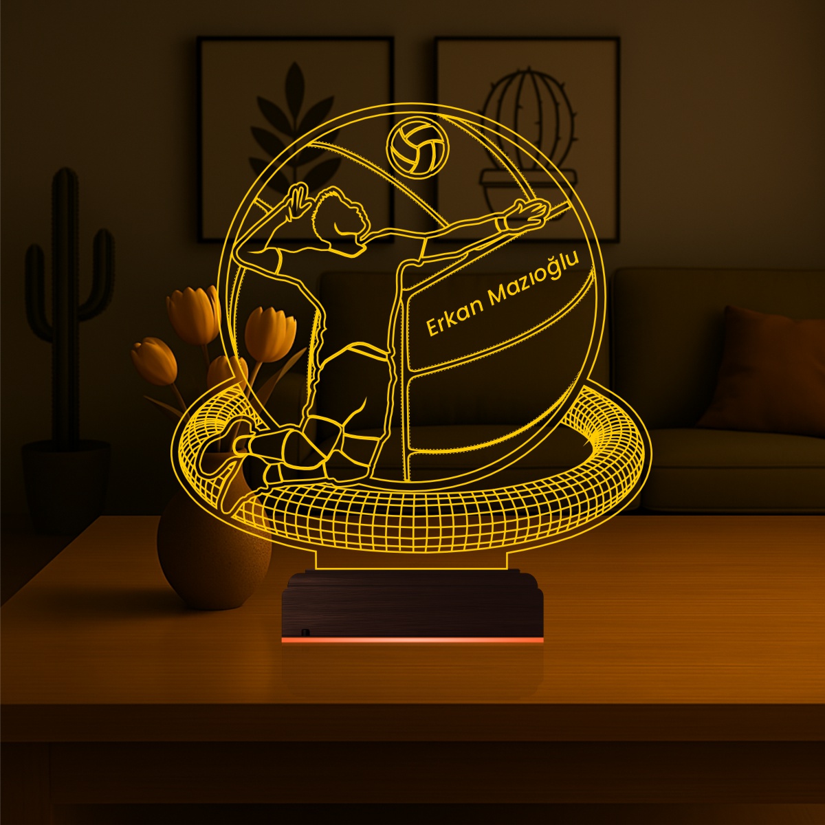 Именной подарок: 3d светильник волейболист 6